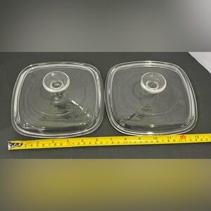 Vintage Corningware Clear Glass Square Lids A-9-C EUC